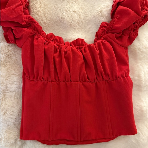 I.AM.GIA Red Ruffled Top - Picture 3 of 7